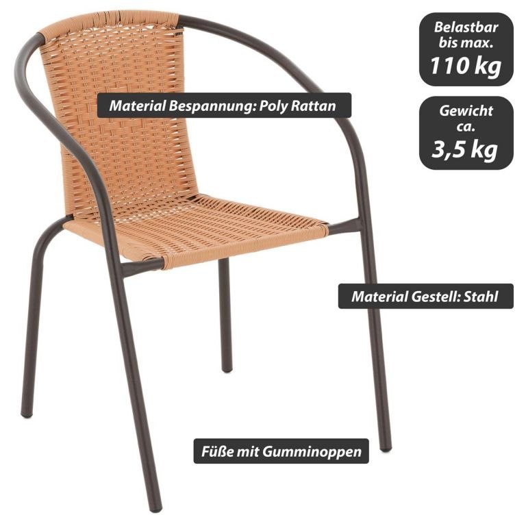 GARTHEN Krzesło bistro, jasnobrązowe, z możliwością sztaplow